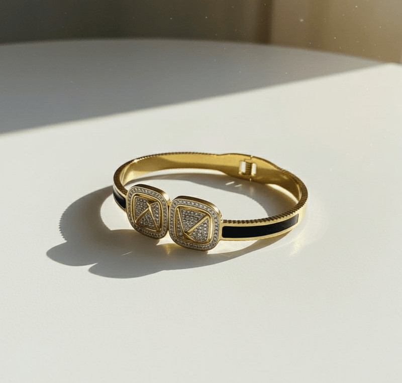 Twin Diamond Emblem Bangle