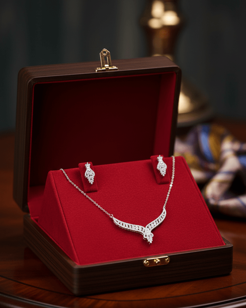 V-Shape Crystal Jewelry Set